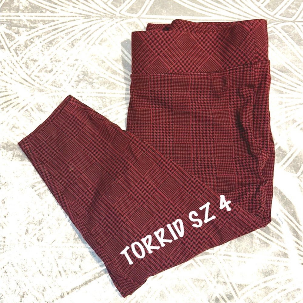 Torrid Red Black Houndstooth Pants NWOT SZ PLUS 4